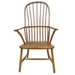 A 19th ash and fruitwood Cornish Windsor armchair.