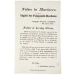 'Notice to Mariners. Light for Falmouth Harbour',