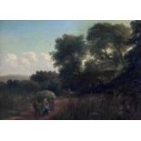 Lucien BESCHE (1851-1901) Landscape with Figure & Cart