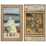 An Islamic manuscript sheet, 19th century and an Indian erotic painting.