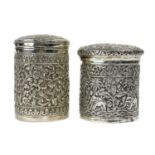 Two Indian silver lidded pots, circa 1900.
