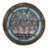 An Islamic copper and enamelled tray, circa 1900.