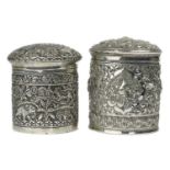 Two Indian silver lidded pots, circa 1900.