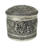 An Indian silver lidded pot, circa 1900.