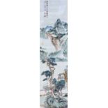 A Chinese coloured lithograph scroll, 20th century,