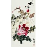 A Chinese painted hanging scroll, signed, early-mid 20th century.