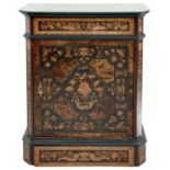 An Italian walnut, ebonised and marquetry side cabinet.