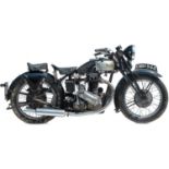 A 1935 Triumph 6/1 650cc motorcycle.