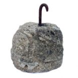 A granite and wrought iron pilchard press stone.