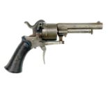 A French or Belgian pin fire six shot revolver.