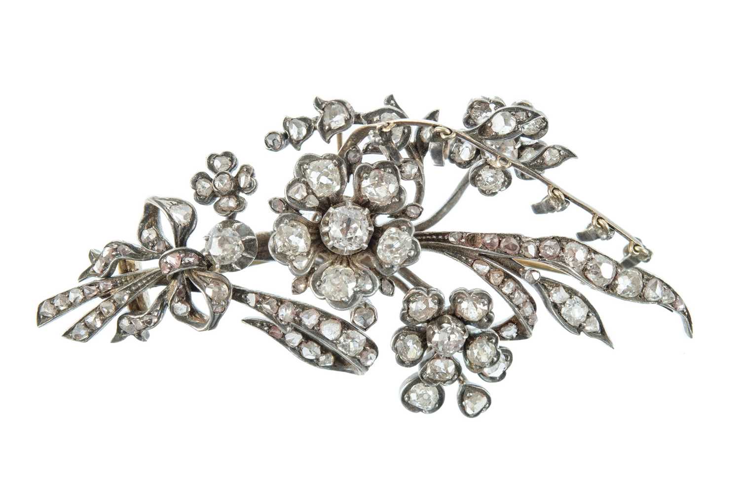 An impressive Victorian silver and gold diamond foliate spray 'en tremblant' brooch. - Image 9 of 16