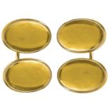 A pair of 15ct heavy gold oval panel cufflinks.