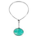 A Vivianna Torun for Georg Jensen sterling silver Amazonite set pendant bracelet.