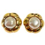 A pair of Chanel gold-tone faux pearl clip earrings.