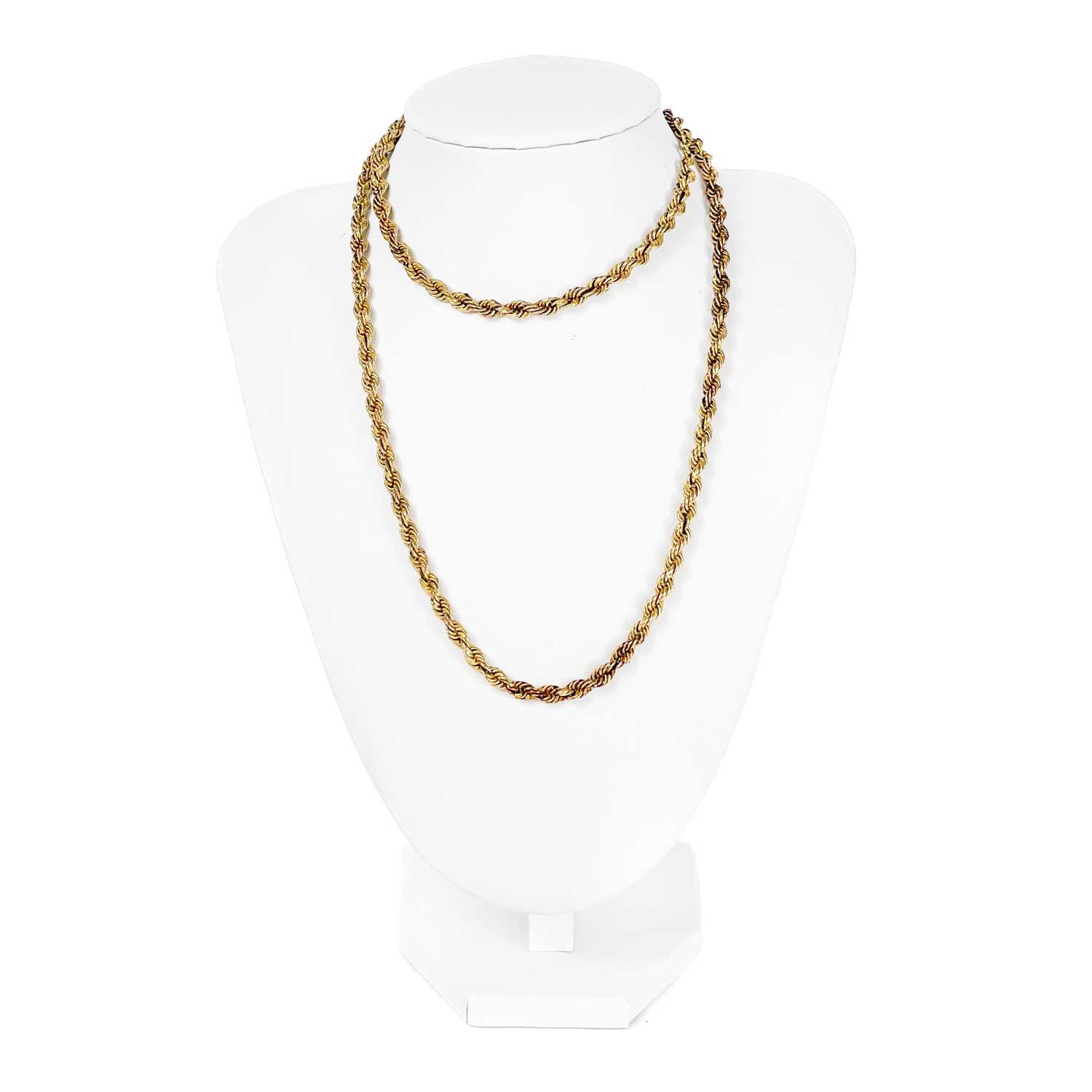 A 9ct gold rope twist long necklace. - Image 2 of 3