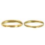 Two Victorian 22ct gold band rings.