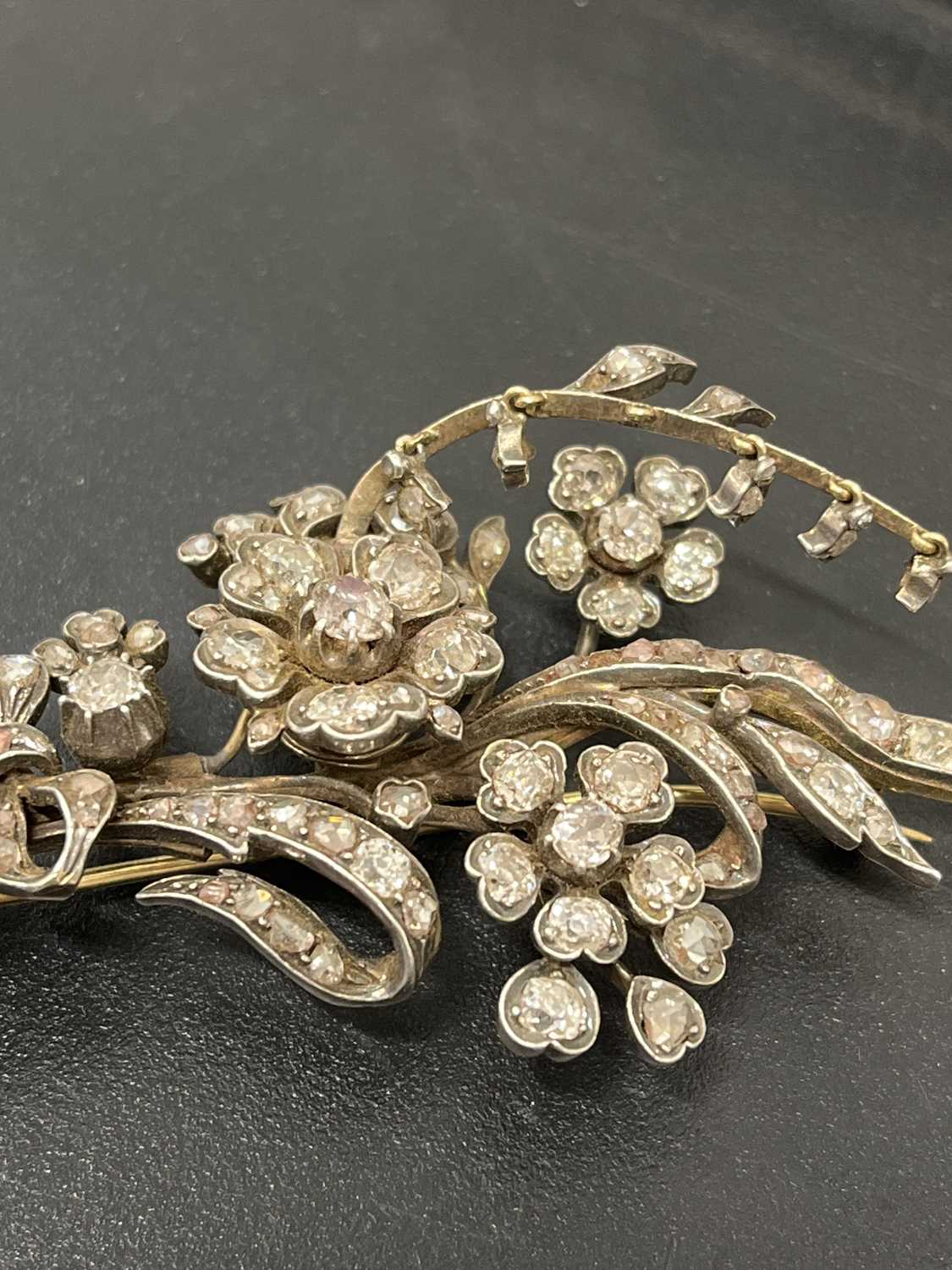 An impressive Victorian silver and gold diamond foliate spray 'en tremblant' brooch. - Image 16 of 16