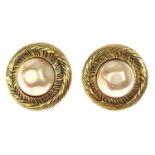 A pair of Chanel gold-tone faux pearl clip earrings.