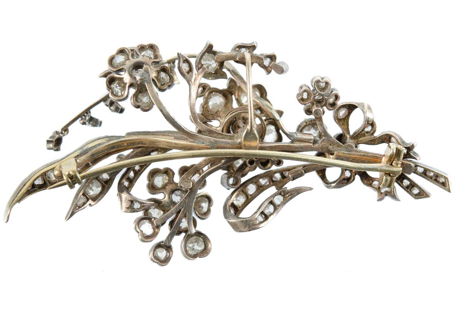 An impressive Victorian silver and gold diamond foliate spray 'en tremblant' brooch. - Image 3 of 16