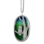 An Anthony Hawksley (1921-1991) silver and enamel pendant necklace.