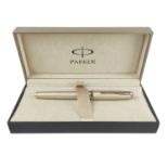 A sterling silver Sonnet Parker fountain pen in original fitted case.