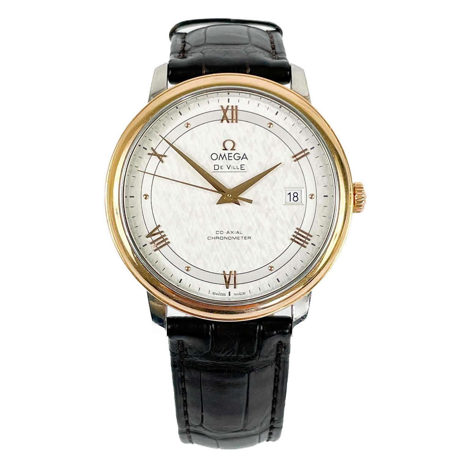 Omega - An Omega De Ville Prestige Co-Axial bi-colour gentleman's automatic wristwatch.