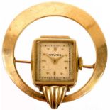 A Movado 14ct gold-cased nurses brooch watch.