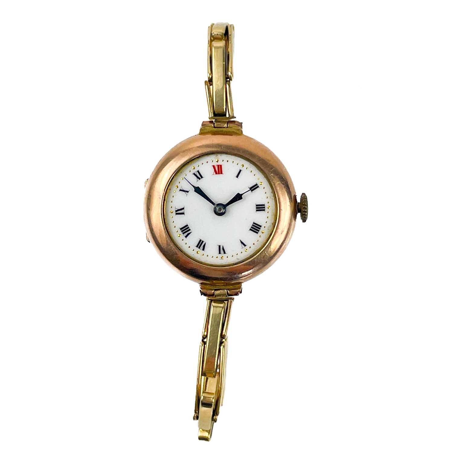 Three 9ct gold-cased lady's manual wind wristwatches and a 9ct expanding bracelet. - Image 2 of 9