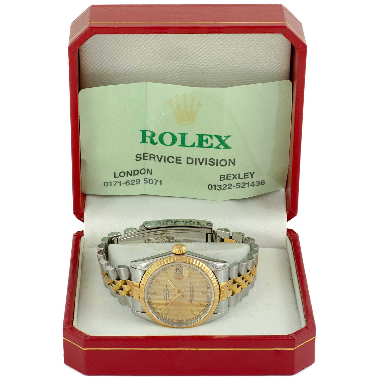 Rolex - A Rolex Oyster Perpetual Datejust 18ct gold and steel lady's wristwatch. - Image 5 of 5