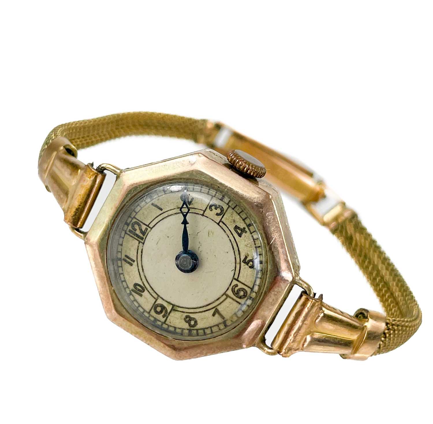 A 1920's 9ct gold lady's bracelet wristwatch and a 9ct cased wristwatch. - Image 6 of 7