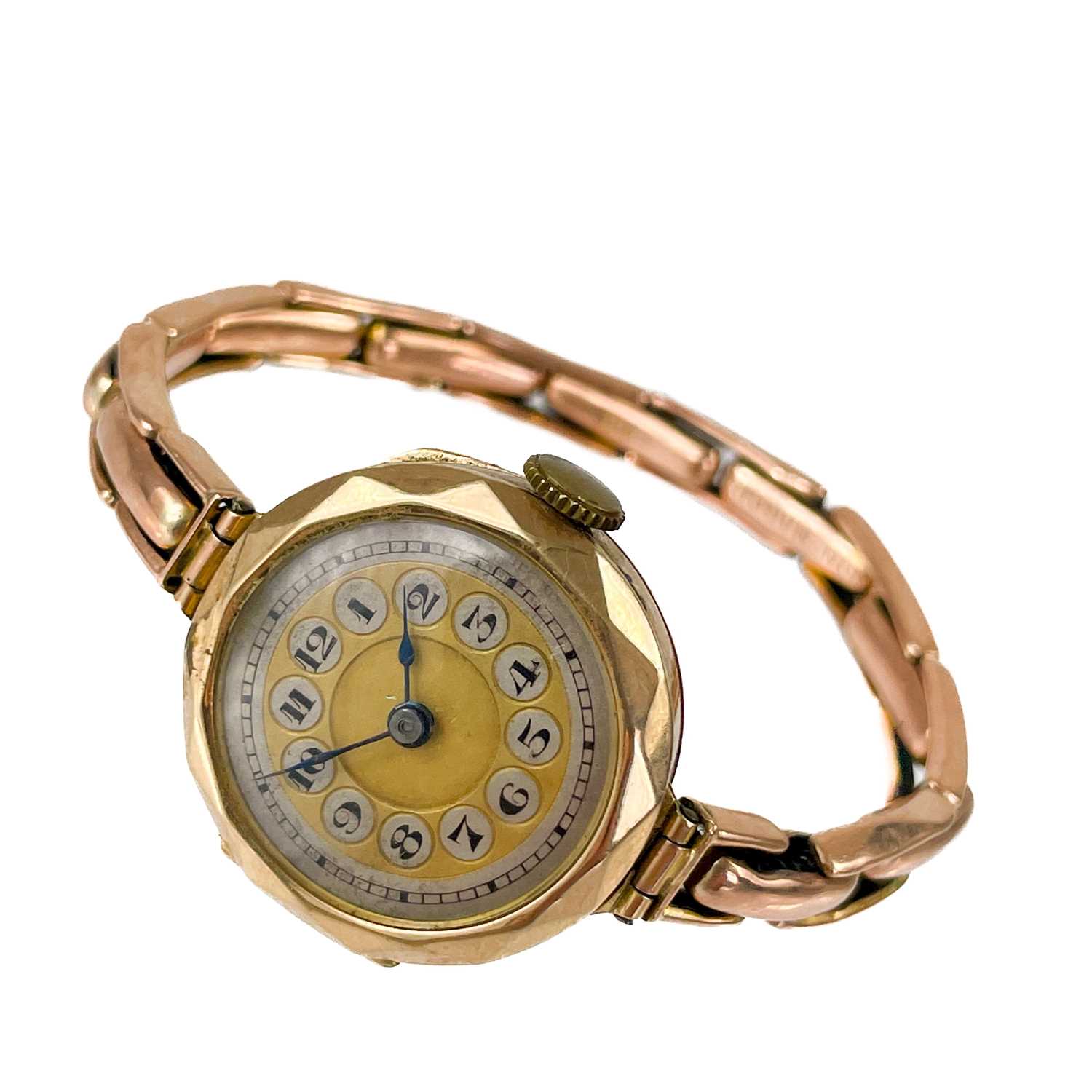 A 1920's 9ct gold lady's bracelet wristwatch and a 9ct cased wristwatch. - Image 4 of 7