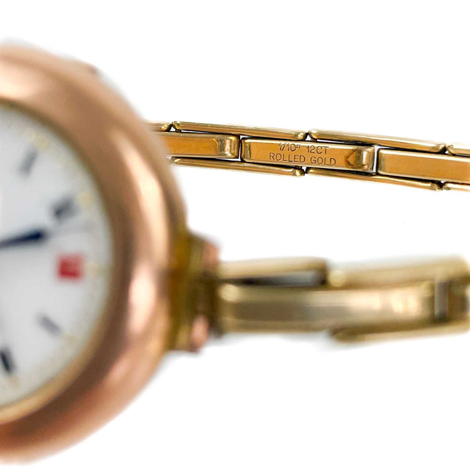 Three 9ct gold-cased lady's manual wind wristwatches and a 9ct expanding bracelet. - Image 4 of 9