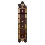 A George III fruitwood and bone inlaid cribbage marker.