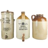 A stoneware Mumbys home brewed ginger beer flagon.