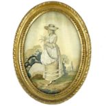 A Regency oval silk work picture.