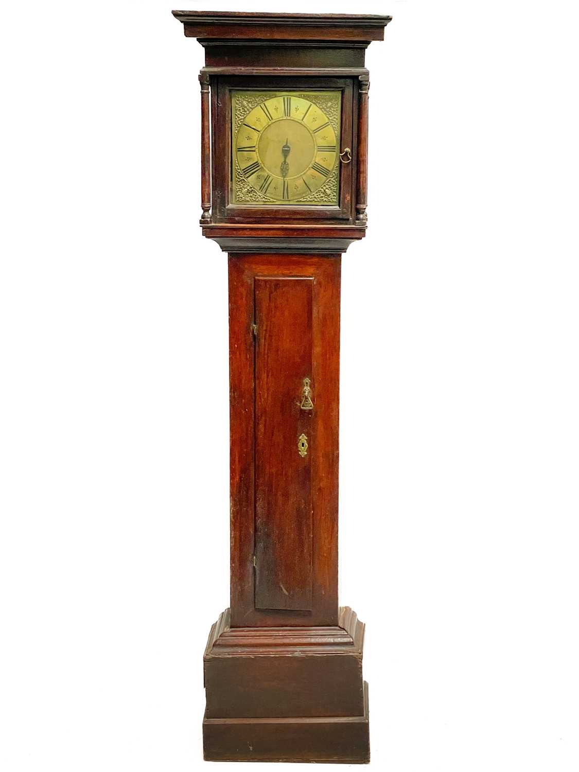 An 18th century oak longcase thirty hour clock.
