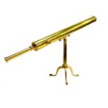 A brass library stand telescope by Aitchison & Co.