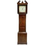 A late George III oak thirty-hour longcase clock.