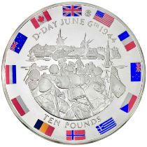 Sterling Silver 5oz proof Gibraltar 2004 £10 D-Day commemoration coin