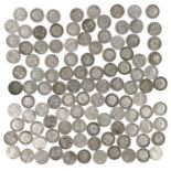 GB Silver 3d pre1920 & pre 1947 coins (x110)