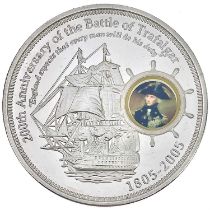 Silver .999 grade 5oz proof Cook Islands 2005 $10 Trafalgar commemoration coin