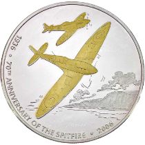 Silver .999 grade 5oz proof Spitfire Aircraft Medallion