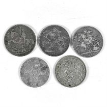 GB silver 4/- and 5/- coins (x5)