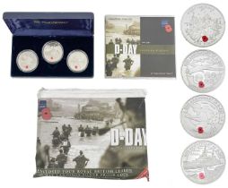 Channel Islands 60th Anniversary of D-Day 3 coin £5 proof silver set