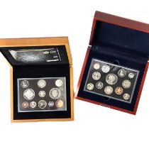Royal Mint Executive Proof coin sets 2007 & 2008 in wooden cases of issue