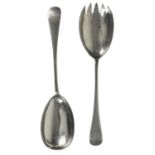 A pair of George V silver salad serving spoons by H Fisher & Co.