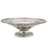 An Edwardian silver pierced pedestal dish within original fitted box by Colen Hewer Cheshire.