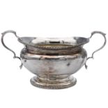 A Victorian silver pedestal twin handled bowl by Atkin Bros.