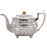 A George III silver teapot by Duncan Urquhart & Naphtali Hart.