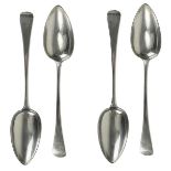 A George III silver set of four Old English pattern table spoons by William Eley.